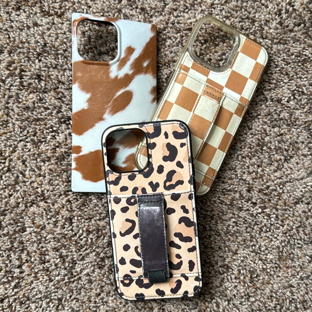 iPhone  13 pro max phone cases Walli Checkered & leopard, cow print rectangle